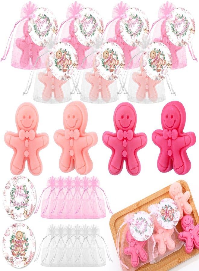 Dimsile 90 Pcs 30 Sets Soap Bar Gift Set Pink Handmade Gingerbread Soaps Favors Bulk with Organza Bags Tags Stuffers Gifts for Guests Holiday Party Favors - Image 1
